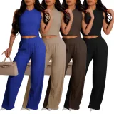Tank top pleated suit, two-piece pants set