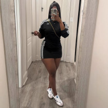 Black hoodie short skirt set, half skirt two-piece set