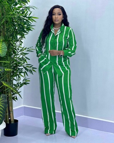 Women's long sleeved shirt long pants two-piece set