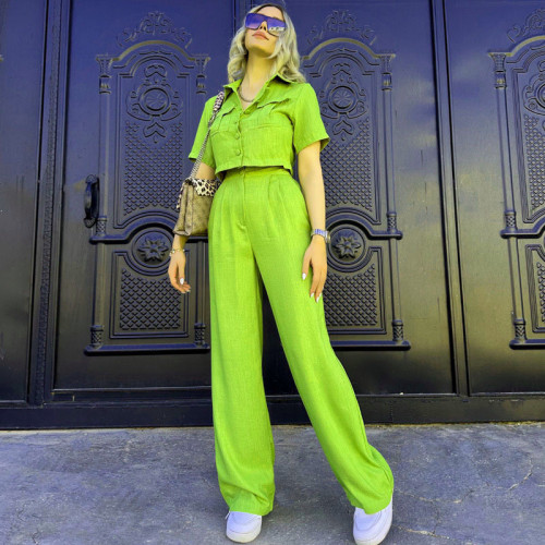 Short sleeved and long pants two-piece set