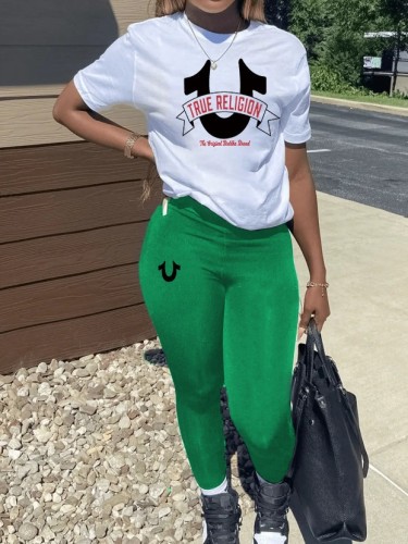 Printed pants casual two-piece set