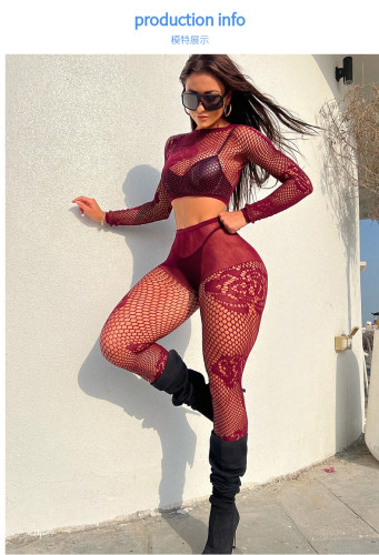Deep V-lace long sleeved lace top