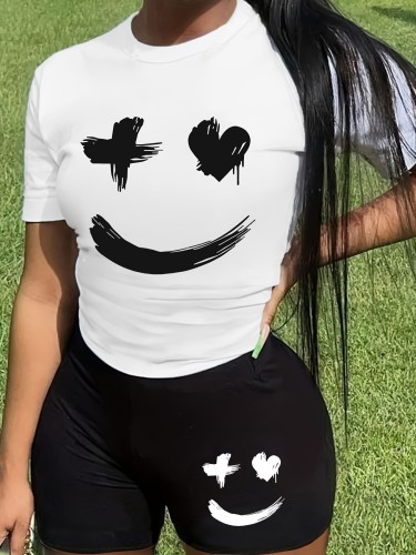 Printed shorts casual two-piece set