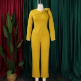 Solid color long sleeved top and pants set