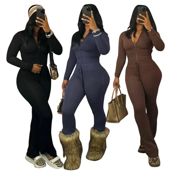 Elastic hip lifting small bell bottom pants set