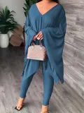 Loose home solid color two-piece set