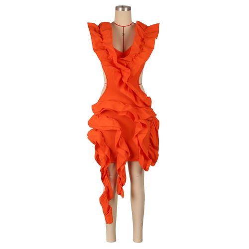Sleeveless backless wooden ear dress