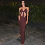 Wrinkled high waist exposed navel dress