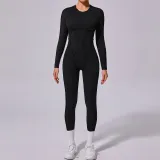 Sports jumpsuit, backless, tight fitting, long sleeved, long pants jumpsuit