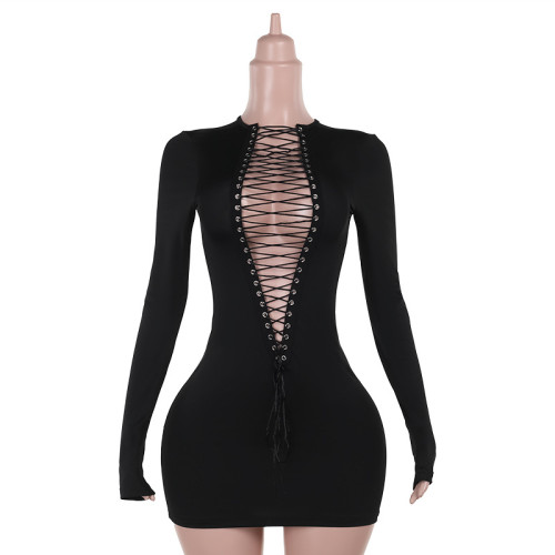 Wearing a tie up dress in front and back