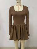 Long sleeved vest, flower bud hem, suspender dress