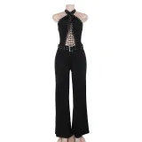 Rivet tied one-piece pants