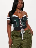 Printed lace up vest top