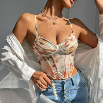 Fish bone corset French retro vest