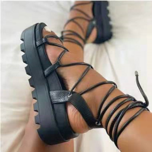 Thick soled women's sandals with open toe straps and slipper LX750398059434
