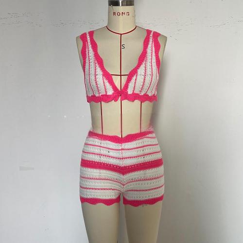 Striped beach bikini shorts set