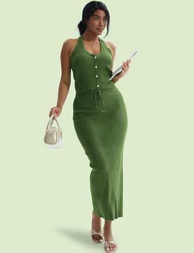 Button women's knitted dress