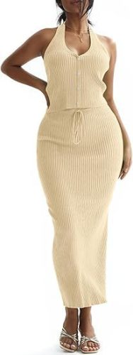 Button women's knitted dress