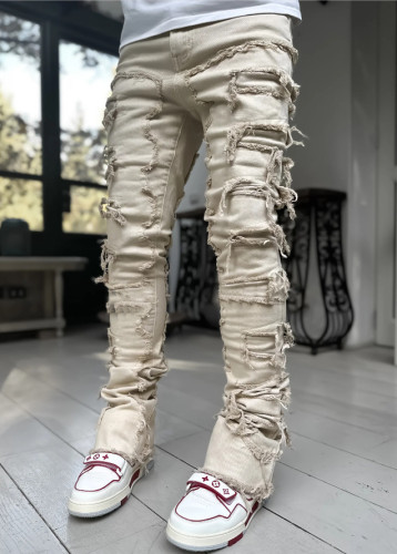 Men's denim straight leg pants
