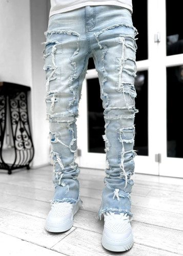 Men's denim straight leg pants