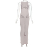 Hooded sleeveless round neck tied dress