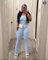 Solid color pit pocket tight jumpsuit