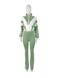 Waist color block splicing contrasting sports two-piece set HR25015