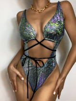 One-piece swimsuit with straps