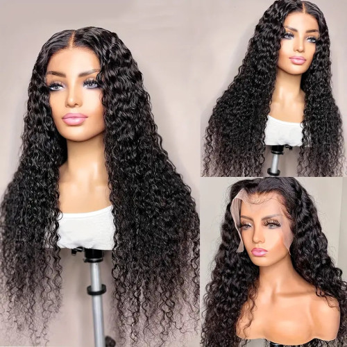 Front lace wig with small curls and long curls