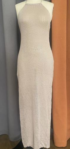 Double sided high slit suspender beautiful back knitted dress