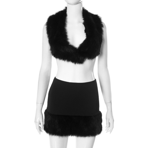 Mao Mao Splicing Deep V Open Back Set