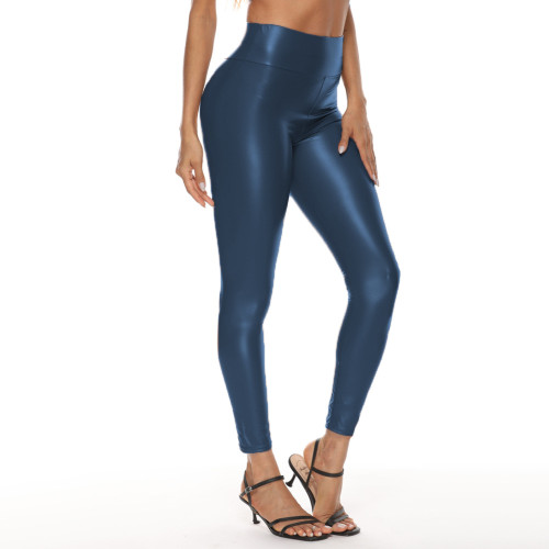 Bright high waisted PU leather pants
