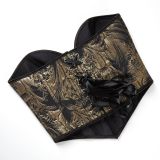 Black gold printed strapless strapless strapless shaping top