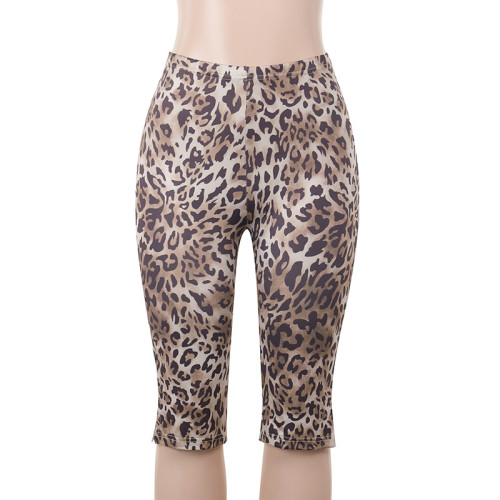 Leopard print five quarter shorts