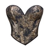 Black gold printed strapless strapless strapless shaping top