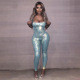 Yoga high waisted hot stamping sports sleeveless jumpsuit