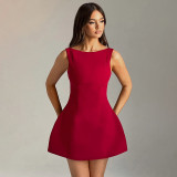 Slimming short skirt, backless vest dress, slimming short skirt