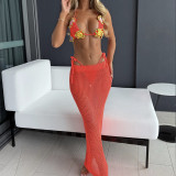 Hollow back strap wrapped buttocks long skirt beach cover set