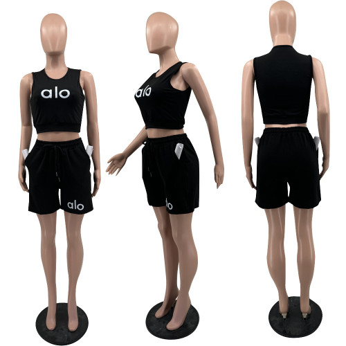 Leisure sports suit sleeveless vest shorts two-piece set