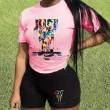 Printed two-piece short sleeved shorts set