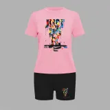 Printed two-piece short sleeved shorts set