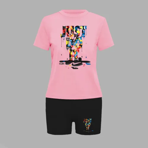Printed two-piece short sleeved shorts set