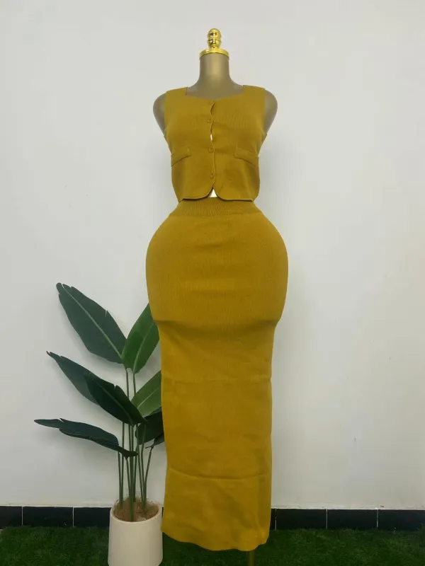 Women's knitted two-piece skirt set