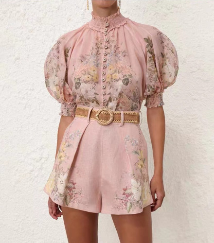 Short shirt top shorts with belt set