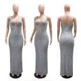 V-neck see through sequin camisole dress