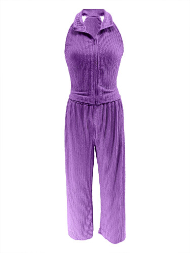 Sleeveless top pleated pants set