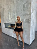 Lace hollowed out two-piece set for plus size women's clothing
