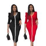 Lace pencil skirt with high waist and hip hugging dress