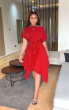 Wide waist solid color dress
