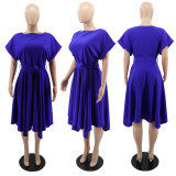 Wide waist solid color dress